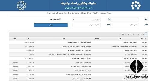 مراکز طرف قرارداد شهر سالم شهرداری تهران